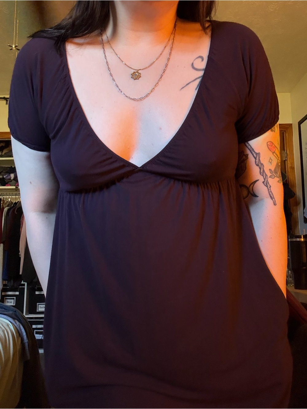 GAP Deep Plum V-Neck Empire Waist Dress